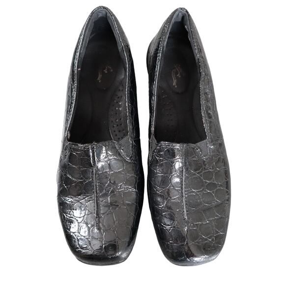 Easy Street Womens Purpose Loafers Size 8.5 Black Patent Croc Slip On Comfort - Picture 2 of 9